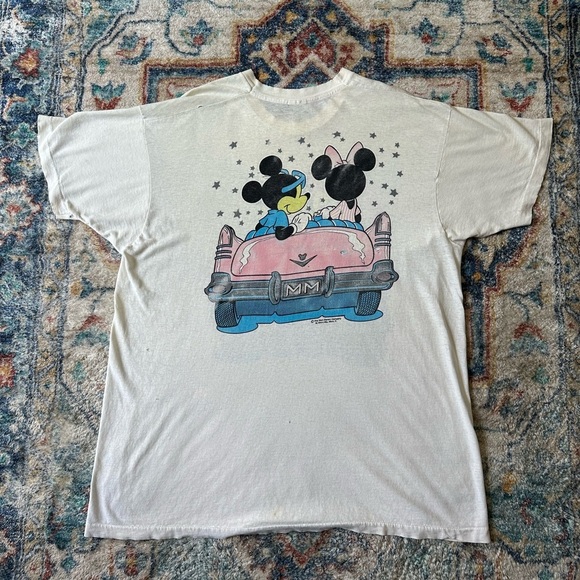 Vintage Disney Mickey And Minnie Mouse Drive In T-shirt Size XL - Picture 2 of 11